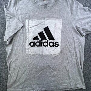 Adidas Mens Pullover T Shirt Short Sleeve Crew Neck Logo Gray Size 2XL Adult